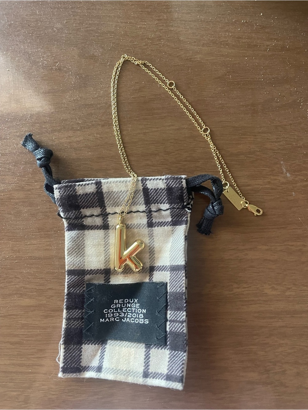 Marc Jacobs Gold 'K' Pendant Necklace